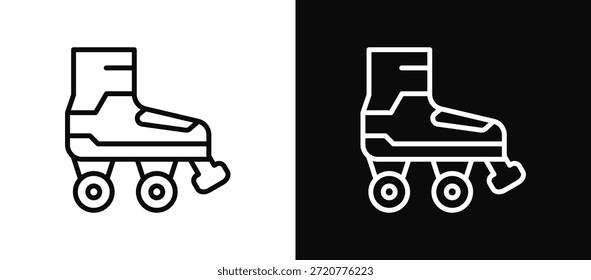 Roller Skates Icon Set Black And White