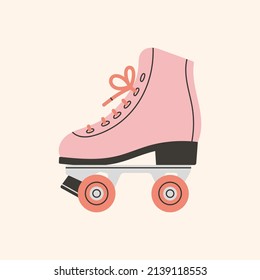 Roller skates icon. Sport and disco. Retro fashion style from 80s. Cute vector illustration in trendy calm colors. Hand drawn style. 