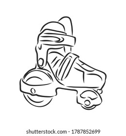 Roller skates icon. Vector illustration of children's roller skates. Hand drawn roller skates.