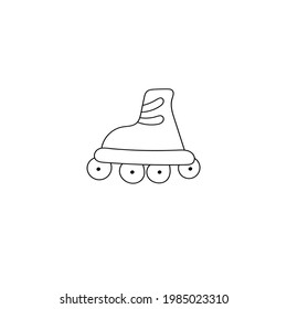 Roller skates icon. Vector illustration of children s roller skates. Hand drawn roller skates.