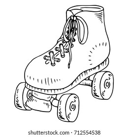 Roller skates icon. Vector illustration of children's roller skates. Hand drawn roller skates.