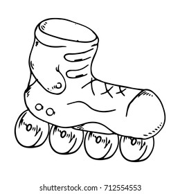 Roller skates icon. Vector illustration of children's roller skates. Hand drawn roller skates.