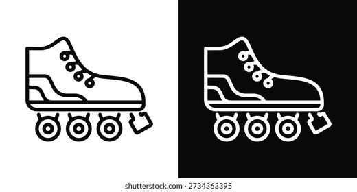 Rollschuhe Symbol weißer und schwarzer Hintergrundstil