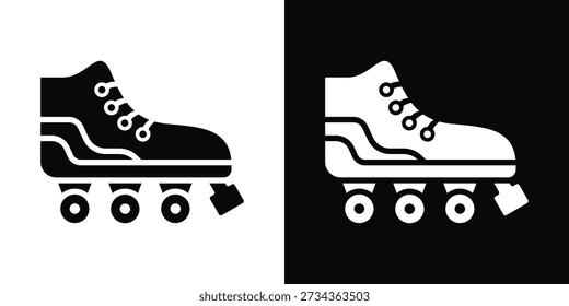 Rollschuhe Symbol weißer und schwarzer Hintergrundstil