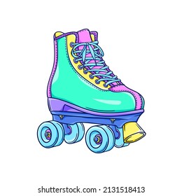 Roller skates illustration. Retro roller skates. 90s fashion. Disco style. 90s style vector. 1990s trendy illustration. Nostalgia for the 90s.