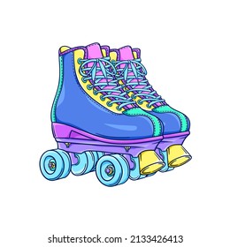 Roller skates illustration. Retro roller skates. 90s fashion. Disco style. 90s style vector. 1990s trendy illustration. Nostalgia for the 90s.