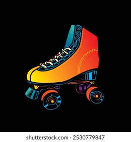 Rollschuhe, Illustration. Retro Rollschuhe. Original Vektorgrafik im Vintage-Stil. T-Shirt-Design. Handgezeichnet, nicht KI