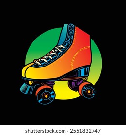 Roller skates illustration. Retro roller skates. Original vector illustration in vintage style. T-shirt design. Hand drawn, not AI