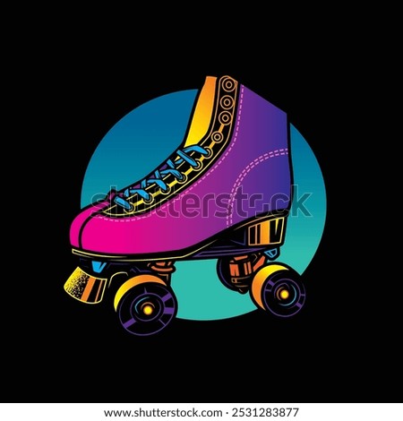 Roller skates illustration. Retro roller skates. Original vector illustration in vintage style. T-shirt design. Hand drawn, not AI
