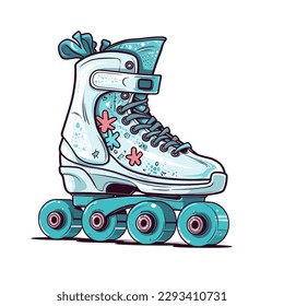 Roller skates - inline skates - Sports adrenaline games -  Cartoon vector illustration. label, sticker, t-shirt printing
