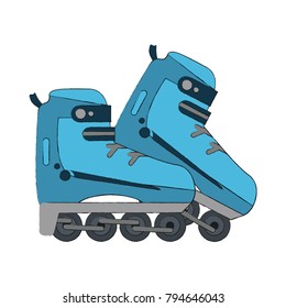 Roller skates isolated in the city
