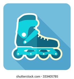 Roller skates isolated on blue background. Vector Illustration. Flat design.
