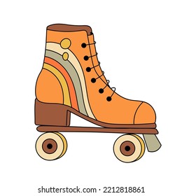 Roller skates line hand drawn vector illustration. Retro rollers icon hipster style