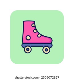 Roller skates line icon. Roller blade on green background. Sport concept. Vector illustration can be used for topics like sport, activity, lifestyle
