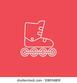 Roller Skates Line Icon On Red Background