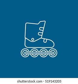 Roller Skates Line Icon On Blue Background