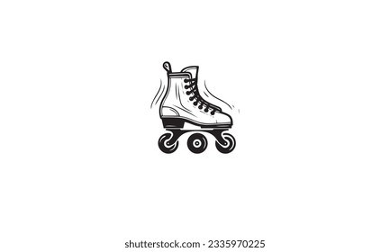 Roller skates logo design black simple on white background