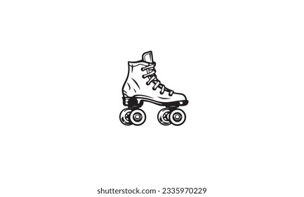 Roller skates logo design black simple on white background