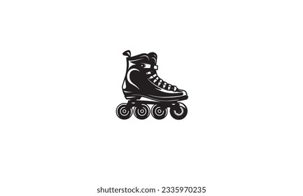 Roller skates logo design black simple on white background