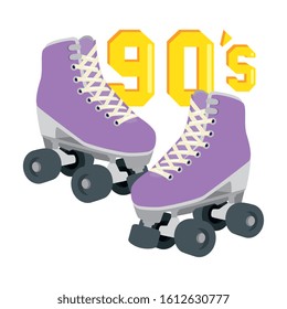 roller skates nineties retro isolated icon vector illustration design