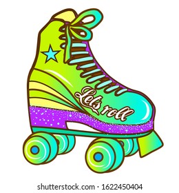 Roller skates on a white background. Lets roll. Wall stickers	