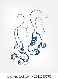 roller Skates one line vector isolated design element