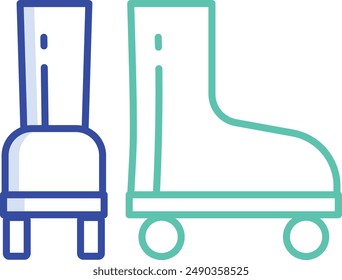 roller skates outline color vector illustration