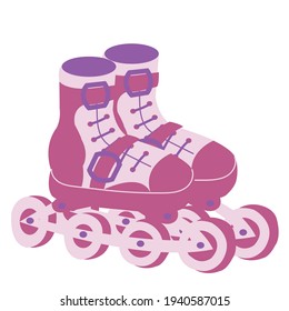 Roller skates pink pair. Vector stock illustration.