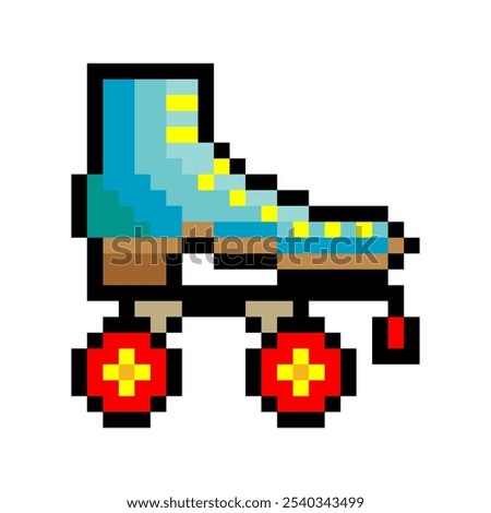 Roller skates in pixel art style