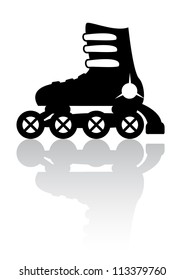 Roller skates with reflection. icon