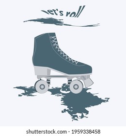 Roller skates retro realistic - abstract background in grunge style - vector. Sports entertainment on the street.