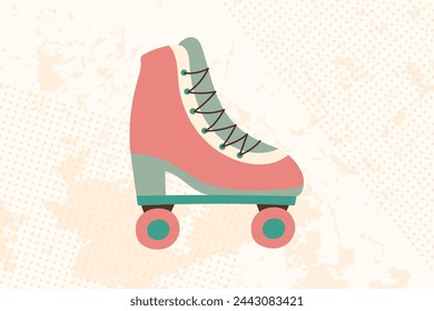 Roller skates retro style illustration. Nostalgia concept. Vector illustration in flat style.	