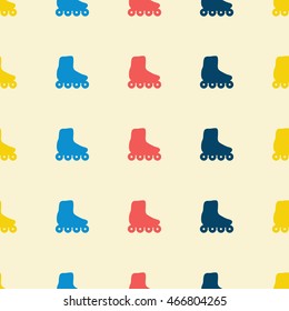 Roller skates seamless pattern. Colorful silhouettes