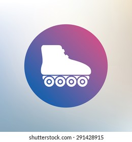 Roller skates sign icon. Rollerblades symbol. Icon on blurred background. Vector