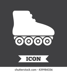 Roller skates sign icon. Rollerblades symbol. Graphic design element. Flat roller skates symbol on dark background. Vector