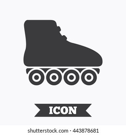 Roller skates sign icon. Rollerblades symbol. Graphic design element. Flat roller skates symbol on white background. Vector