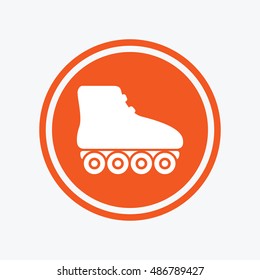 Roller skates sign icon. Rollerblades symbol. Graphic design element. Flat roller skates symbol on the round button. Vector
