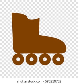 Roller skates sign. Vector. Brown icon on transparent background.