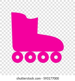 Roller skates sign. Vector. Magenta icon on transparent background.
