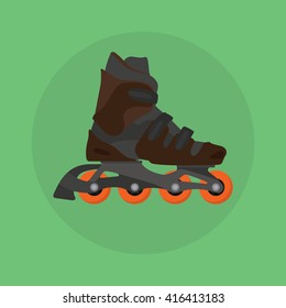 roller skates skater single isolated with green background flat vector illustration