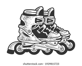 roller Skates sketch engraving vector illustration. T-shirt apparel print design. Scratch board imitation. Black and white hand drawn image.