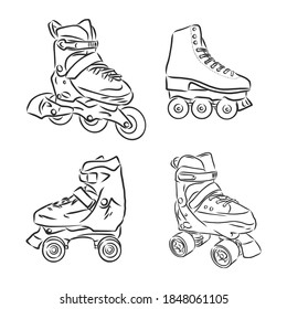 Roller skates sketch illustration. the roller skates sketch vector illustration