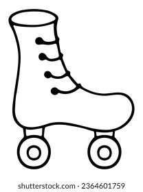 Patines de rodillos. Esbozo. Zapatos deportivos con un par de ruedas. Ilustración vectorial. Estilo Doodle. Esquema sobre fondo aislado. Botes para montar al aire libre. 