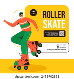 Roller Skates Social Media Illustration Flat Cartoon Hand Drawn Templates Background