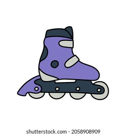 Roller skates. Sport equipment sketch. Hand drawn icon. Vector freehand fitness illustration