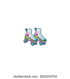 Roller Skates Sticker Icon Isolated On White Background