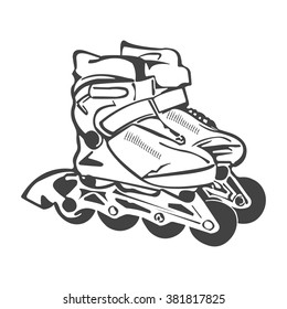 Roller Skates. the Style of Drawing. Vector Object Isolated on White.