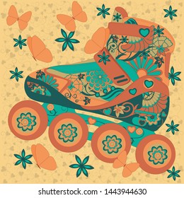 Roller skates with summer flowers