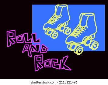 Roller Skates T-Shirt-Design | minimalistische Rollschuhkonstruktion | Rollschuh - Roll - Rock - Design