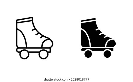 Roller skates vector icon set in black and white color.